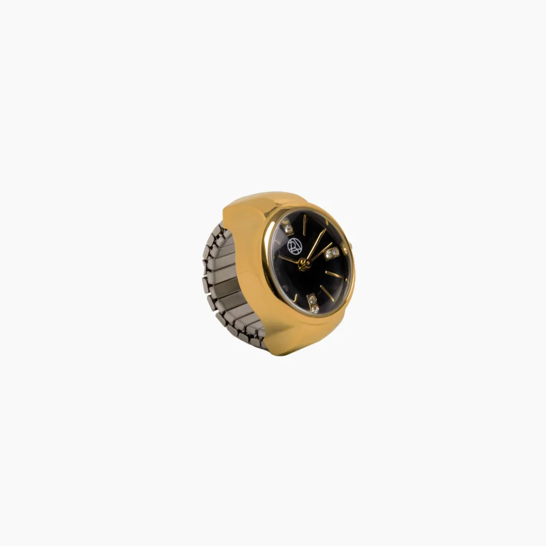 Sale Bague Montre noire et dorée Montres