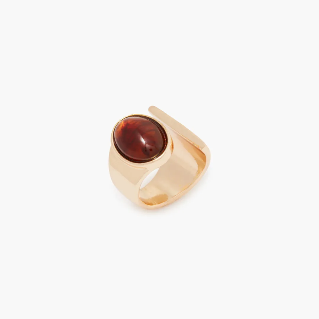 Cheap Bague ouverte ovale marron Bagues