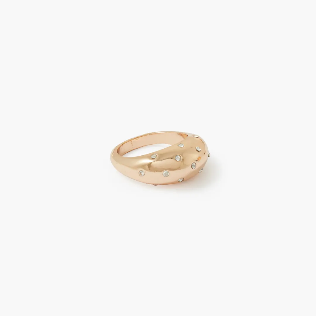 Best Sale Bague épaisse à strass - doré Bagues