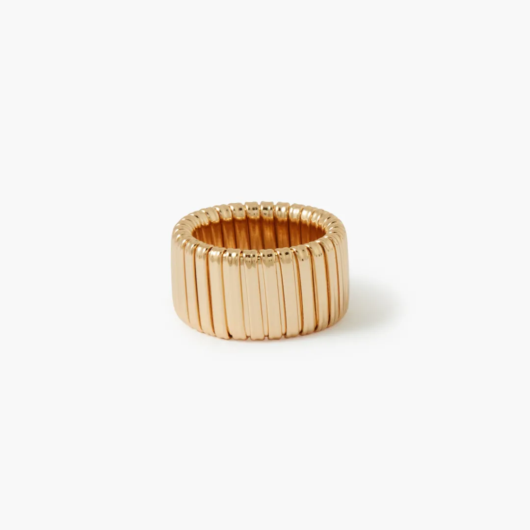 Cheap Bague épaisse striée dorée Bagues