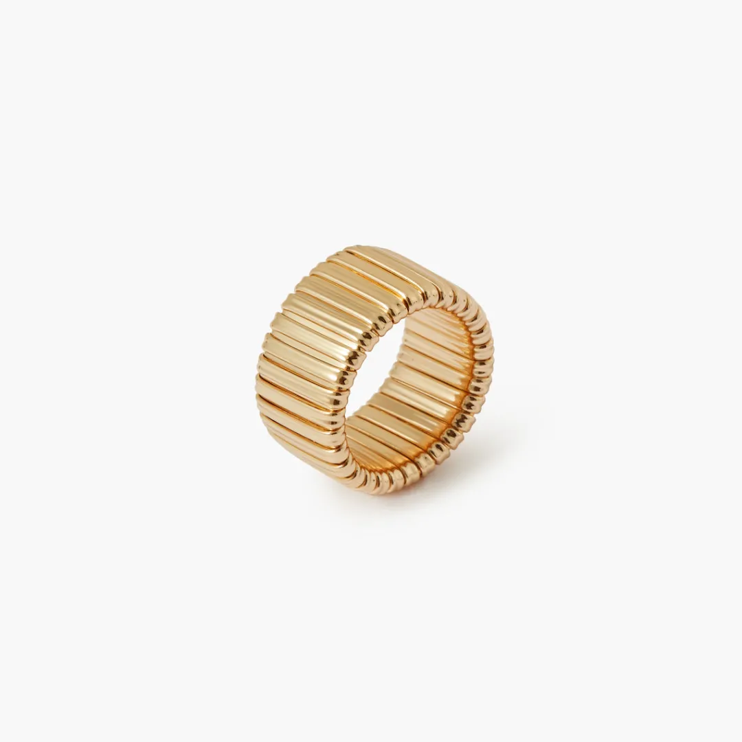 Cheap Bague épaisse striée dorée Bagues