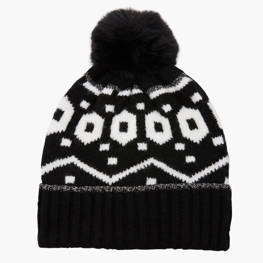 Flash Sale Bonnet noir/blanc à pompon Casquettes Et Bonnets