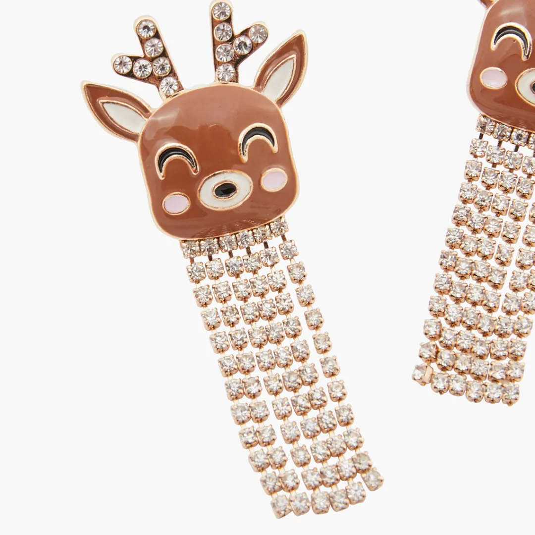 New Boucle d'oreilles Noël tête de renne Boucles D'Oreilles