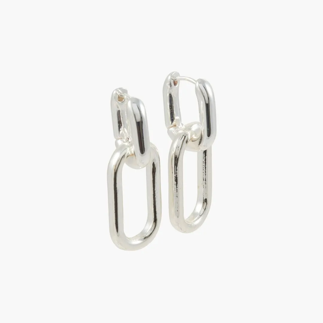Best Sale Boucles d'oreilles anneaux rectangulaires argentés Boucles D'Oreilles