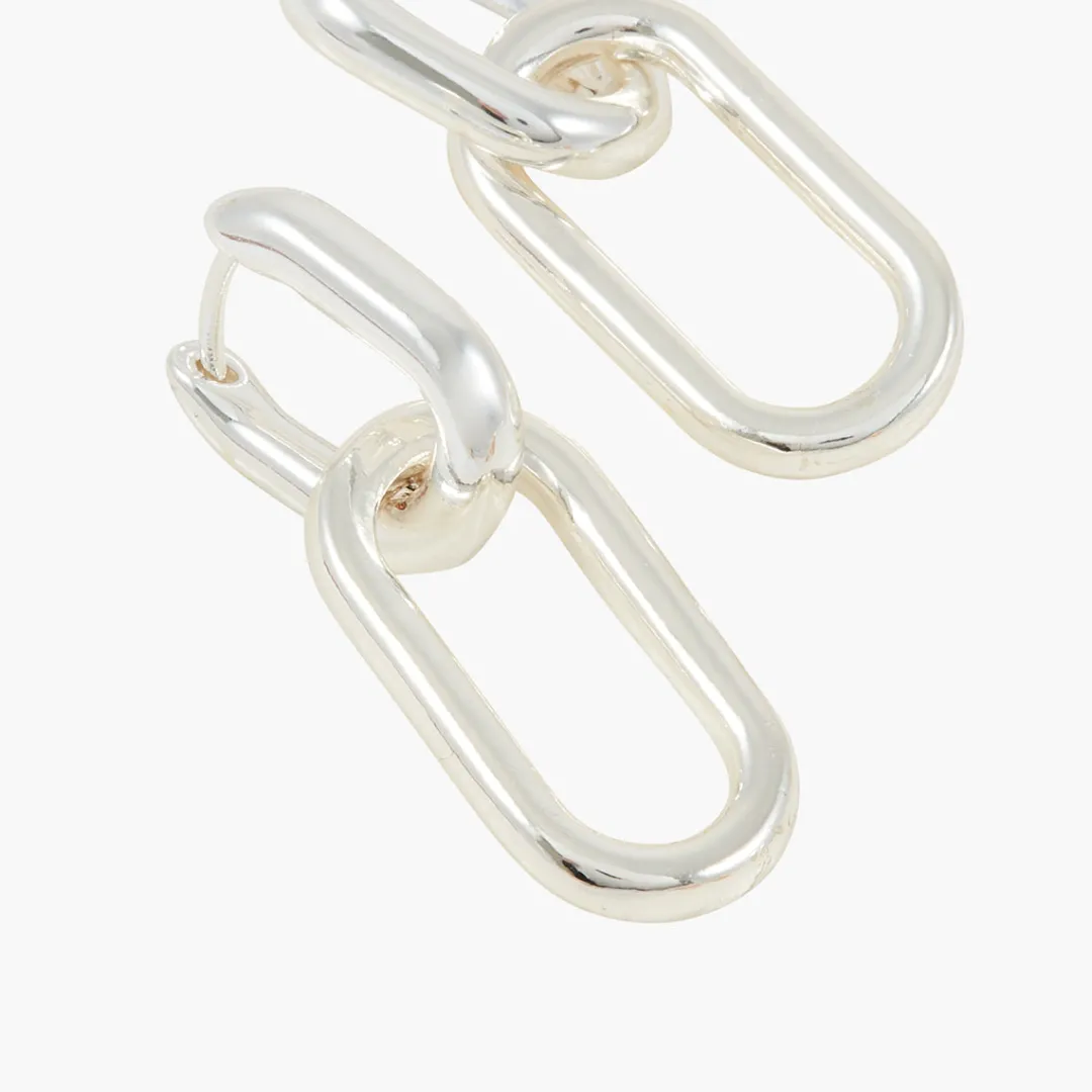 Best Sale Boucles d'oreilles anneaux rectangulaires argentés Boucles D'Oreilles