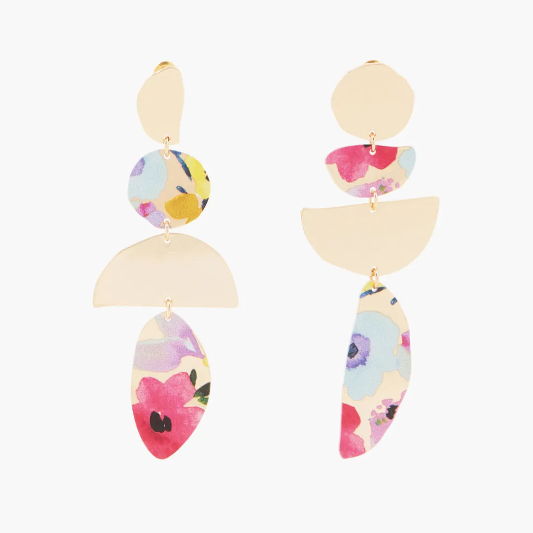 Flash Sale Boucles d'oreilles Balagane asymétriques à imprimé fleur Boucles D'Oreilles