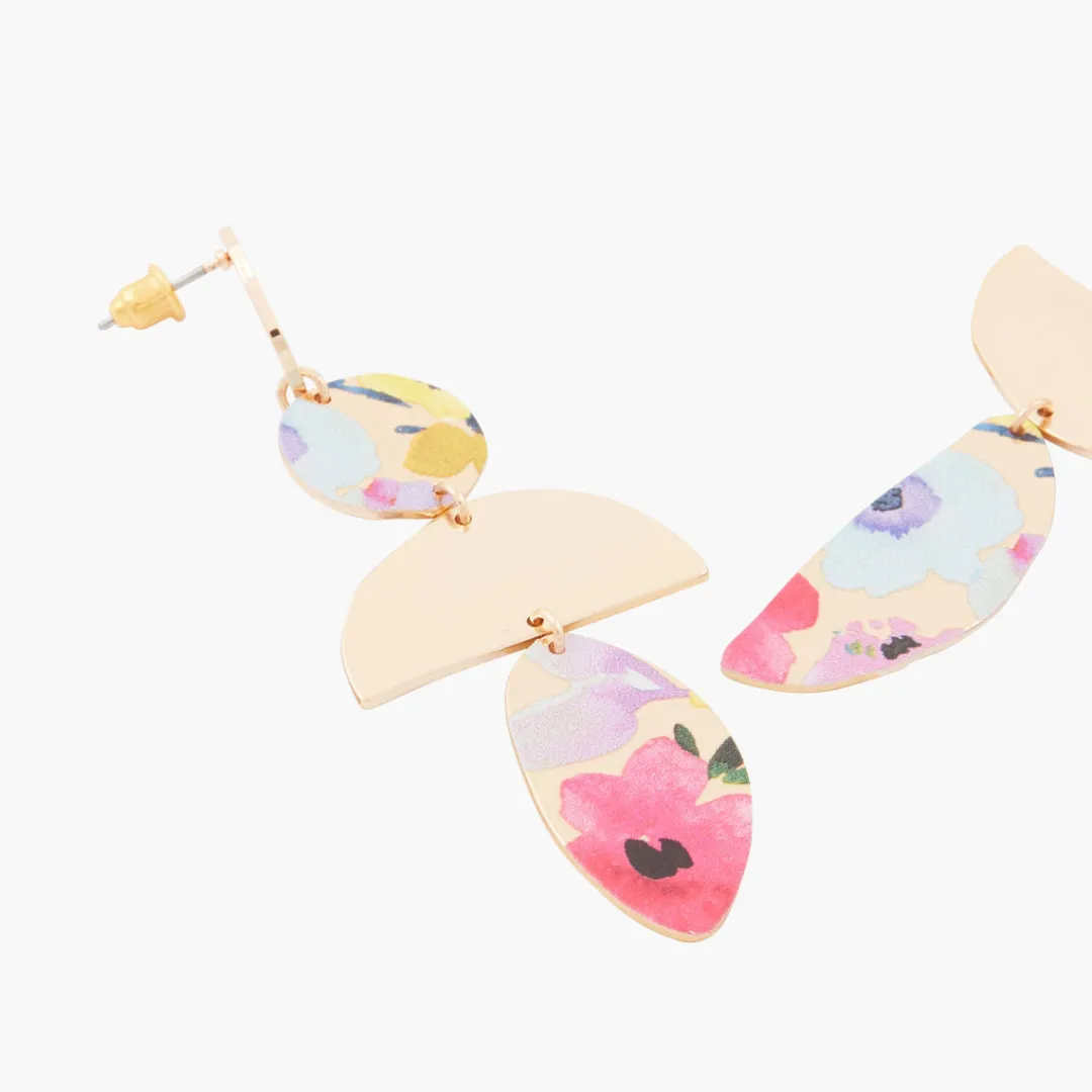Flash Sale Boucles d'oreilles Balagane asymétriques à imprimé fleur Boucles D'Oreilles