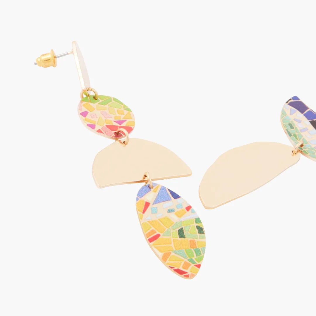Sale Boucles d'oreilles Balagane asymétriques à imprimé mosaïque Boucles D'Oreilles