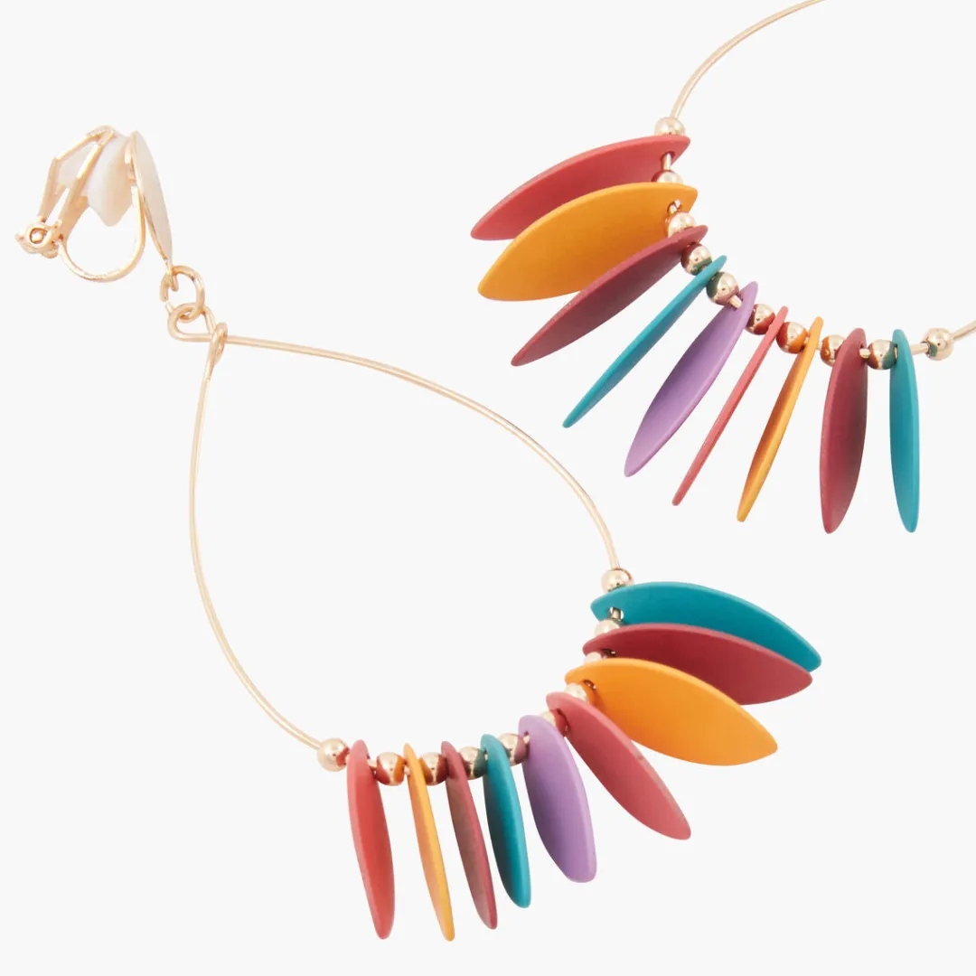 Hot Boucles d'oreilles clips à pampilles colorées Boucles D'Oreilles