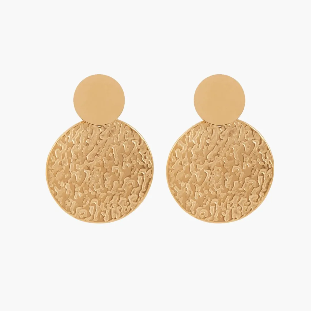 Shop Boucles d'oreilles disques martelés Acier Inoxydable Boucles D’Oreilles | Boucles D'Oreilles