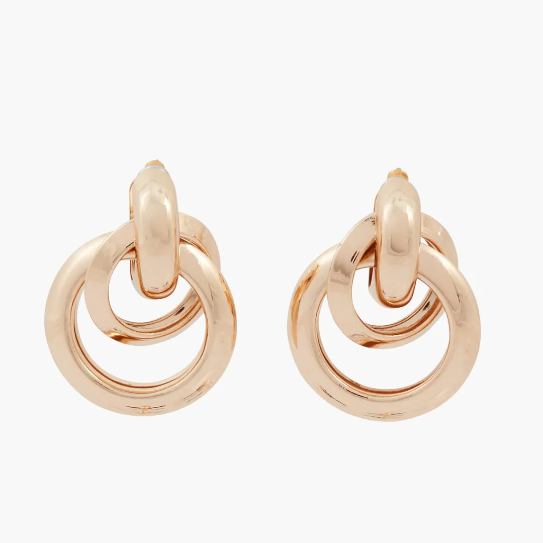 Clearance Boucles d'oreilles dorées anneaux entrelacés Boucles D'Oreilles