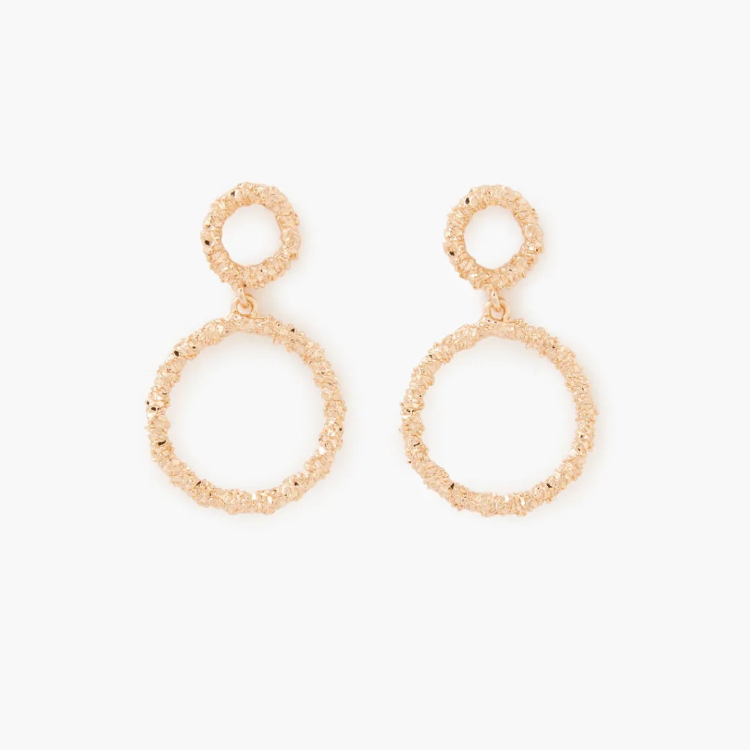 Cheap Boucles d'oreilles double cercle doré Boucles D'Oreilles