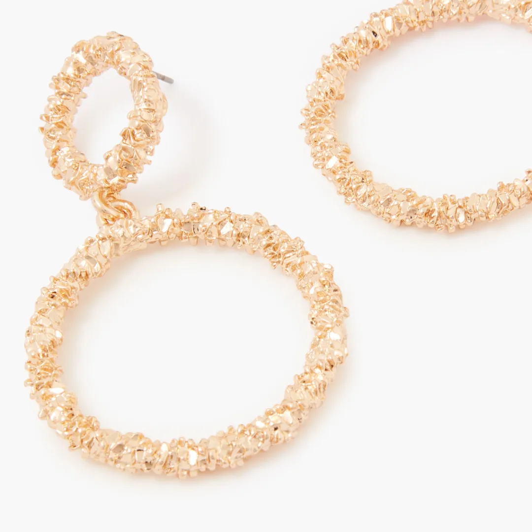 Cheap Boucles d'oreilles double cercle doré Boucles D'Oreilles