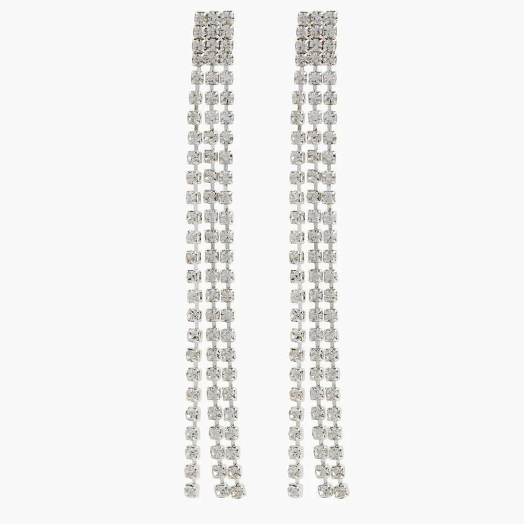 Best Sale Boucles d'oreilles longues à strass argentées Boucles D'Oreilles