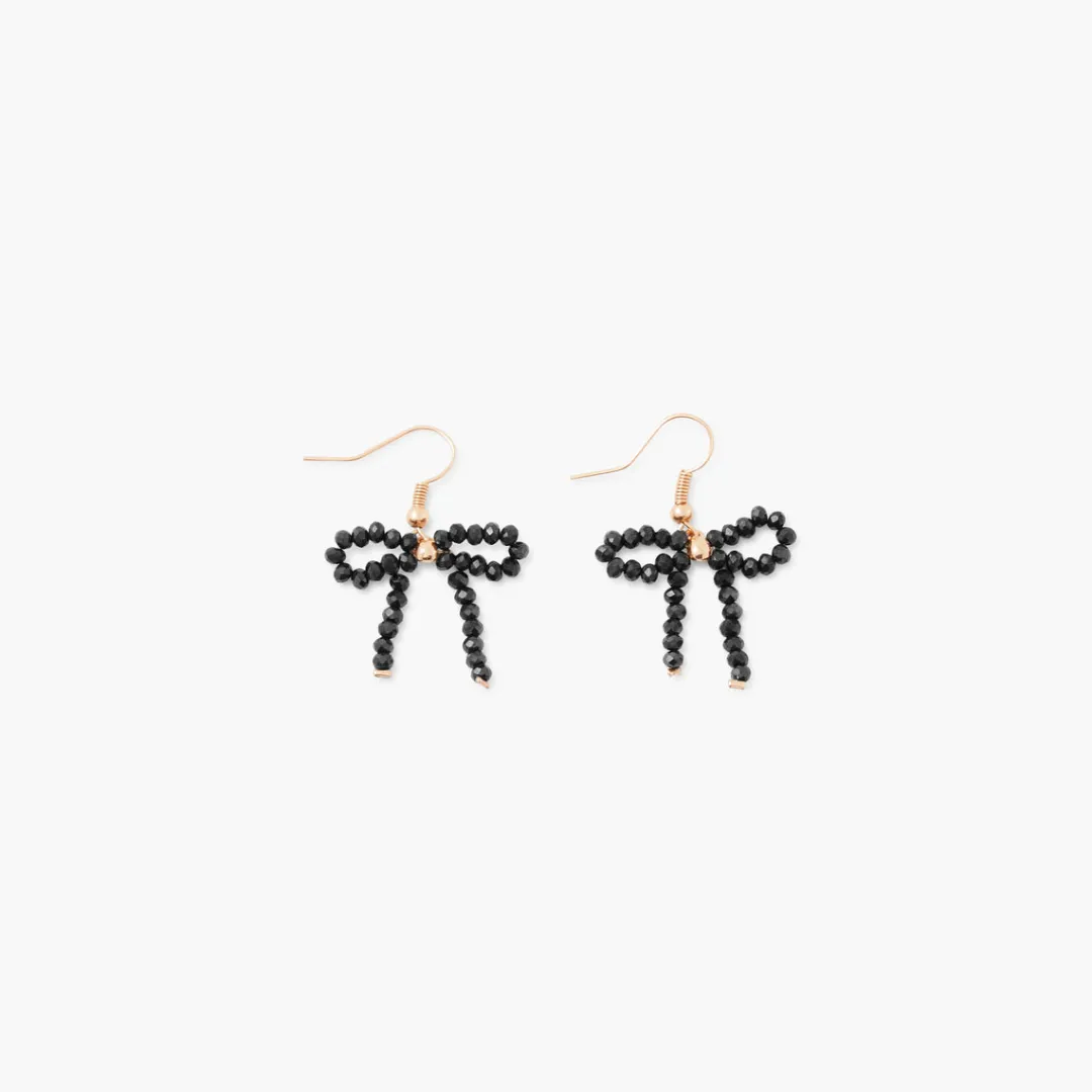 Cheap Boucles d'oreilles noeud en perles noires Boucles D'Oreilles