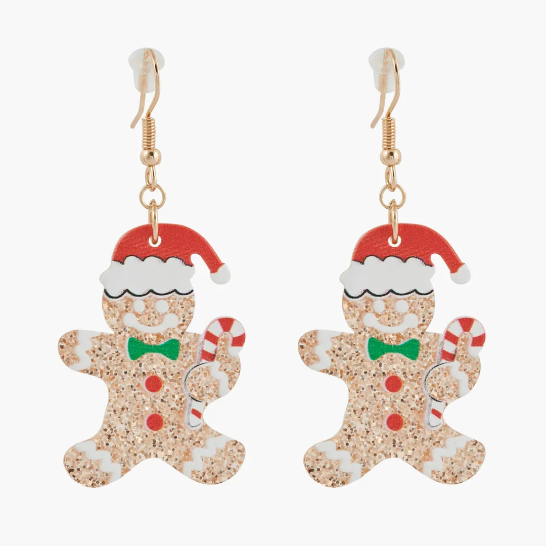 Outlet Boucles d'oreilles Noël bonhomme biscuit Boucles D'Oreilles