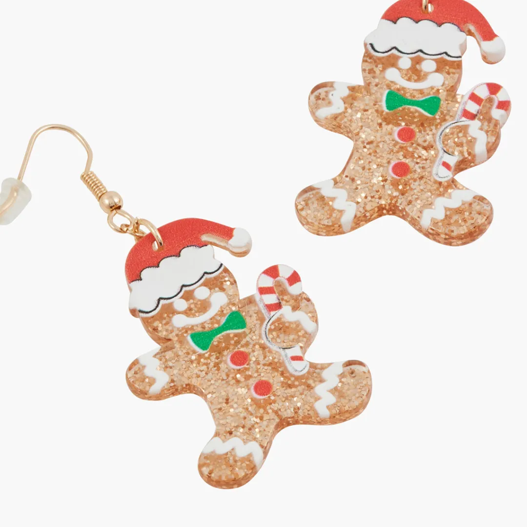 Outlet Boucles d'oreilles Noël bonhomme biscuit Boucles D'Oreilles