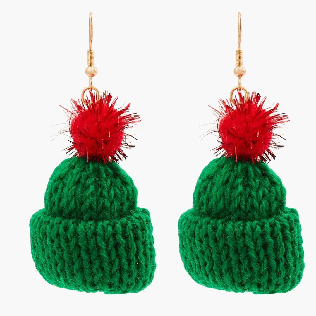 Best Sale Boucles d'oreilles Noël bonnet vert Boucles D'Oreilles