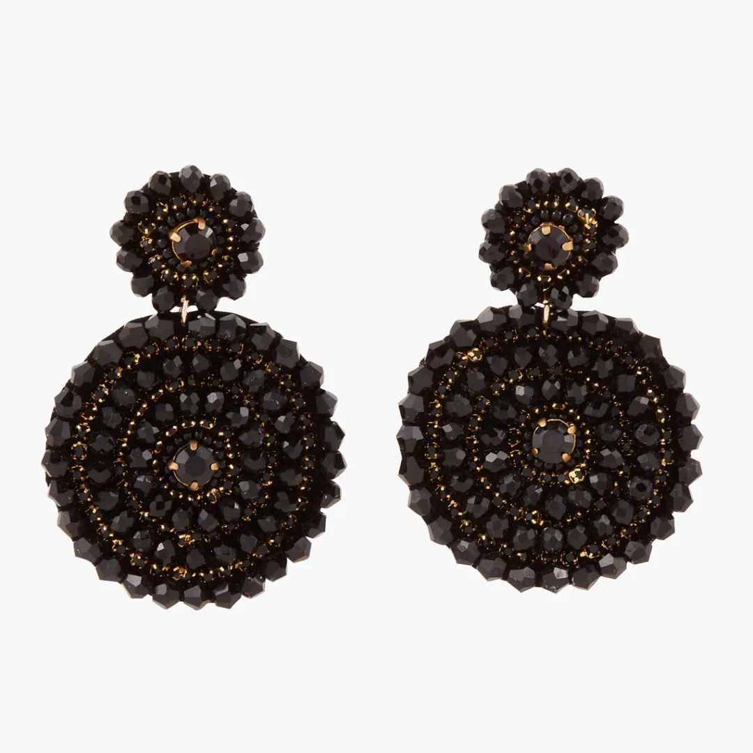 Fashion Boucles d'oreilles rondes à strass noir Boucles D'Oreilles