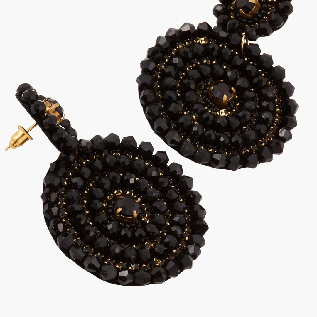 Fashion Boucles d'oreilles rondes à strass noir Boucles D'Oreilles