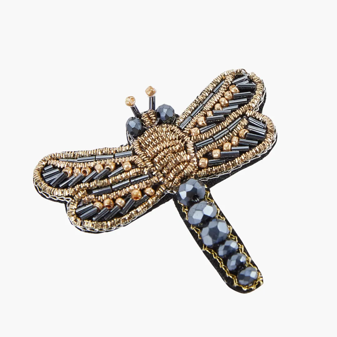 Store Broche libellule perles de rocaille Broches