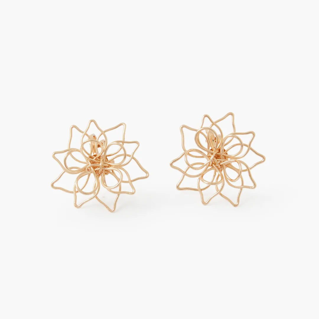 Hot Clips d'oreilles fleurs en métal Boucles D'Oreilles