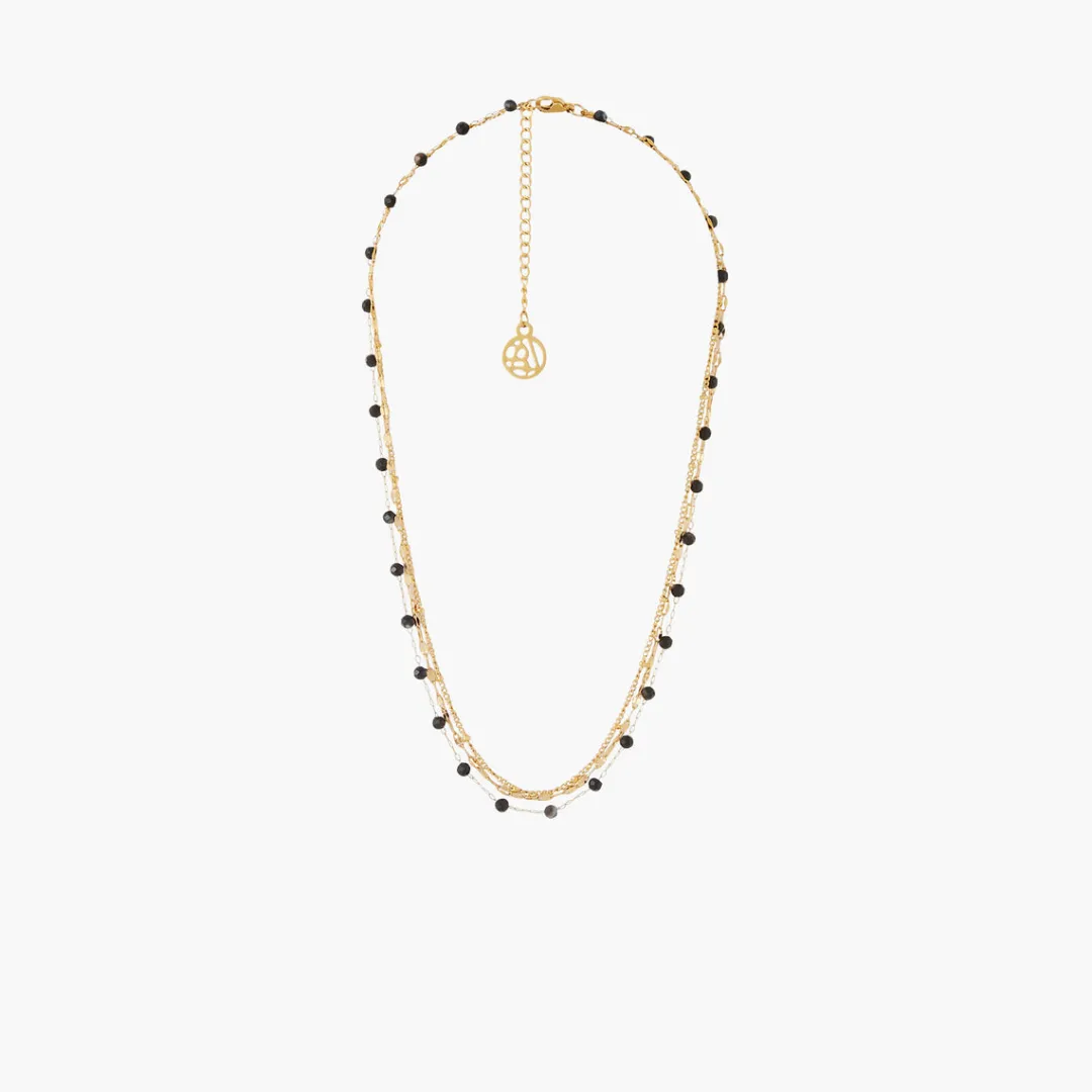 Fashion Collier 3 rangs à maillons et perles à facettes - acier inoxydable Colliers | Colliers