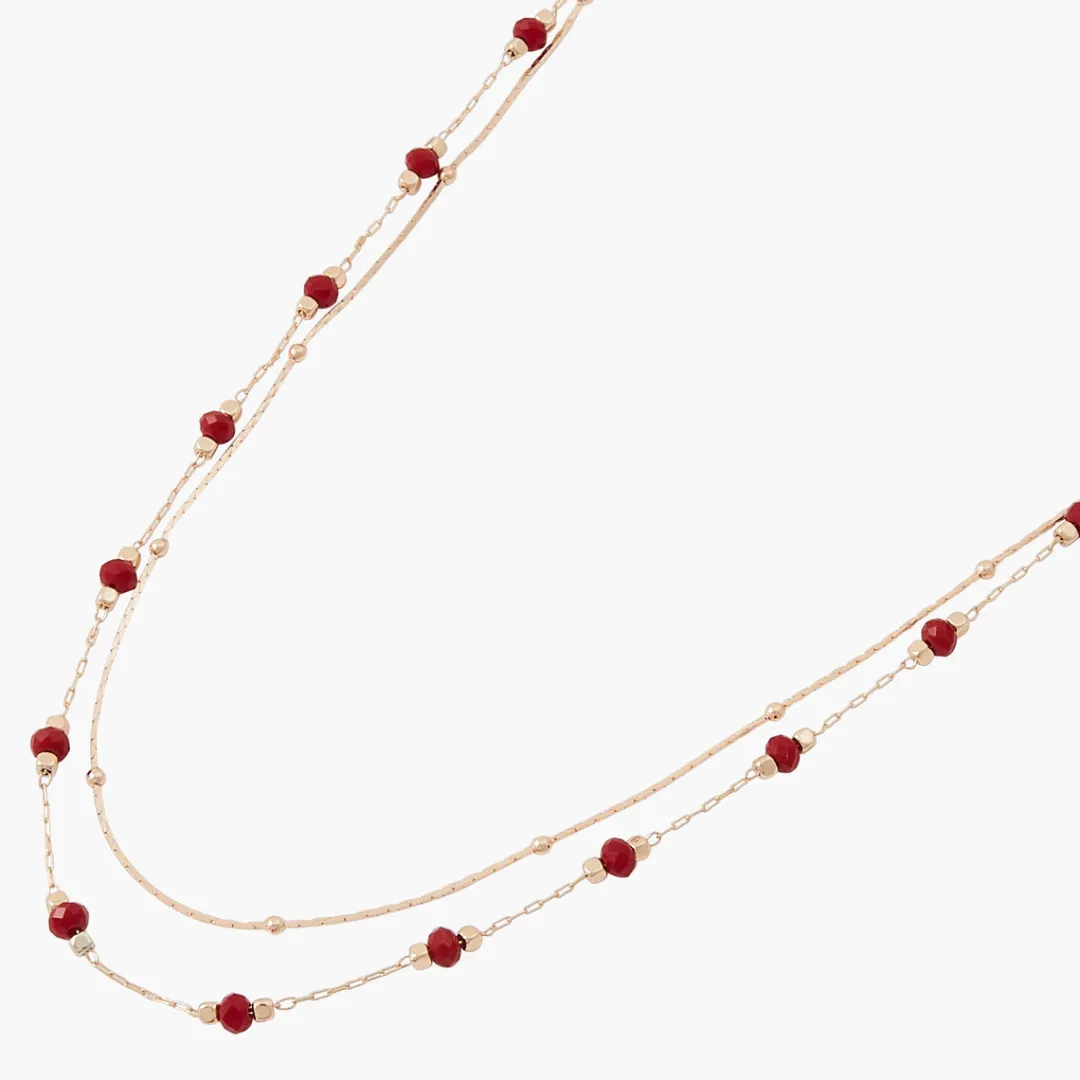Shop Collier 2 rangs chaine et perles Colliers