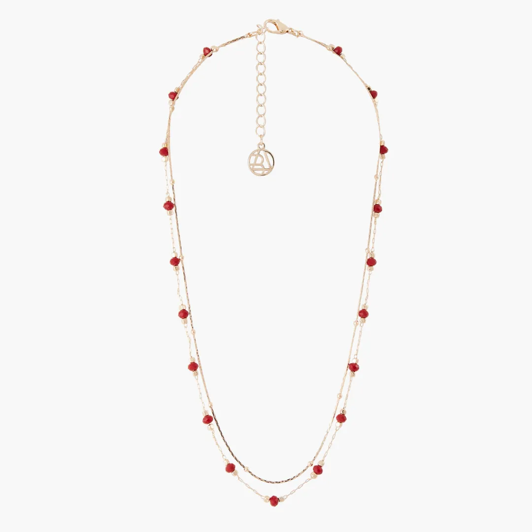 Shop Collier 2 rangs chaine et perles Colliers