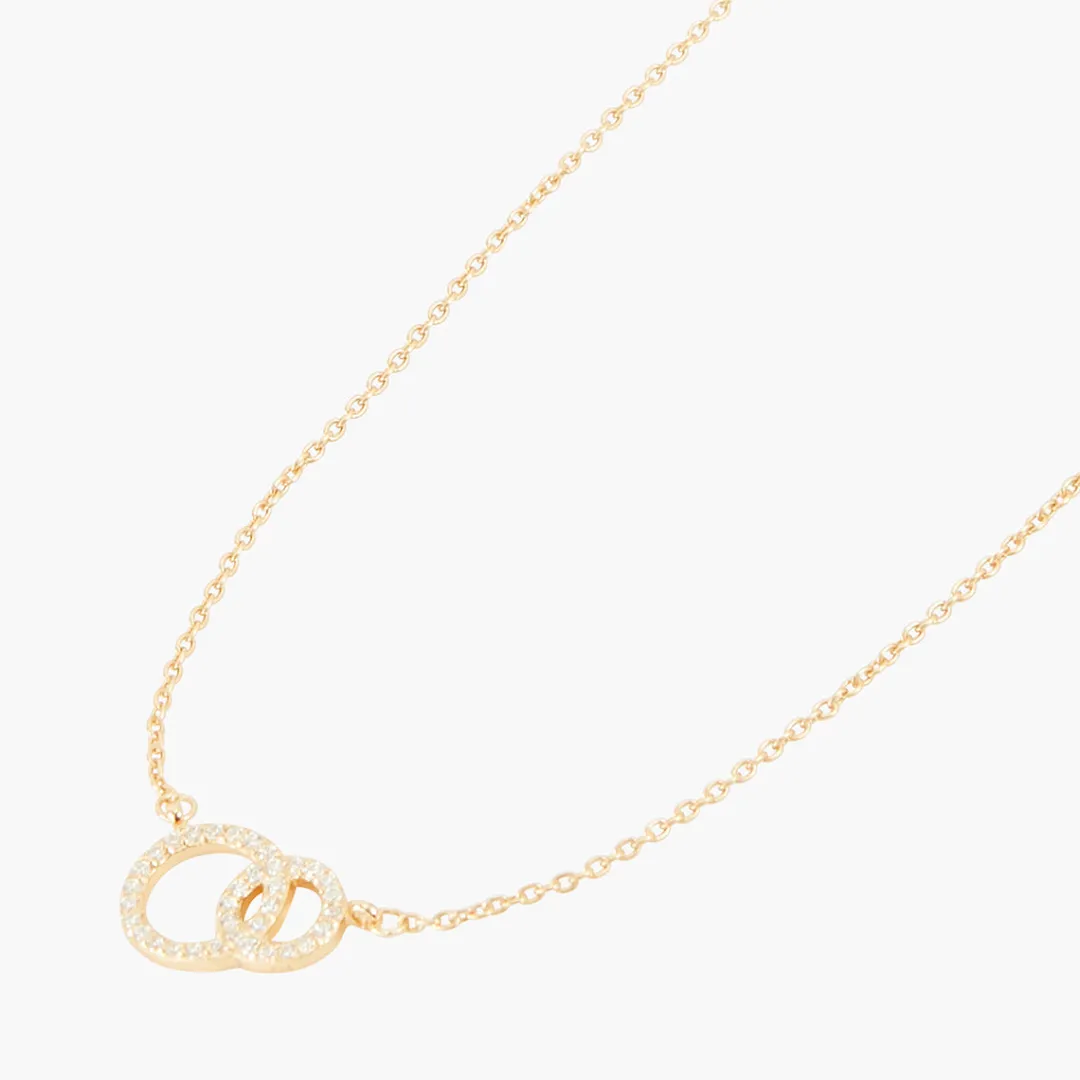 Discount Collier double anneaux strass Argent Garanti Colliers | Colliers