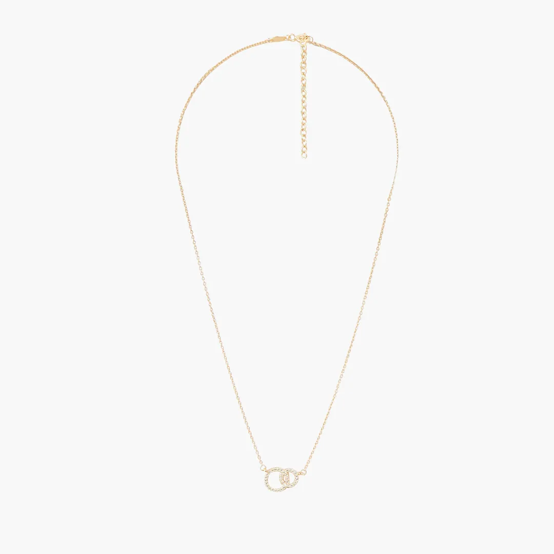 Discount Collier double anneaux strass Argent Garanti Colliers | Colliers