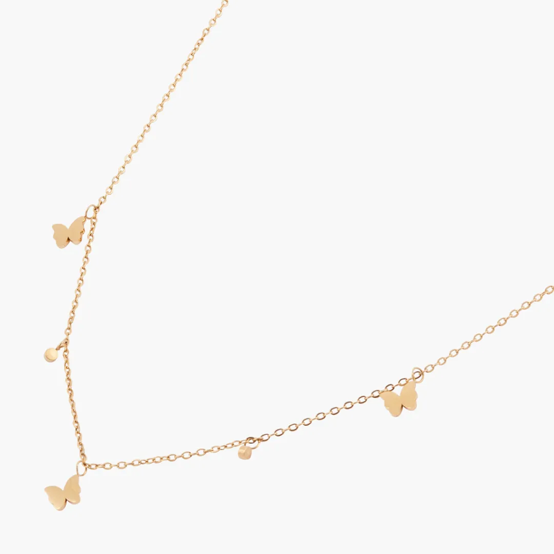 Store Collier en acier avec strass et papillon Colliers | Colliers
