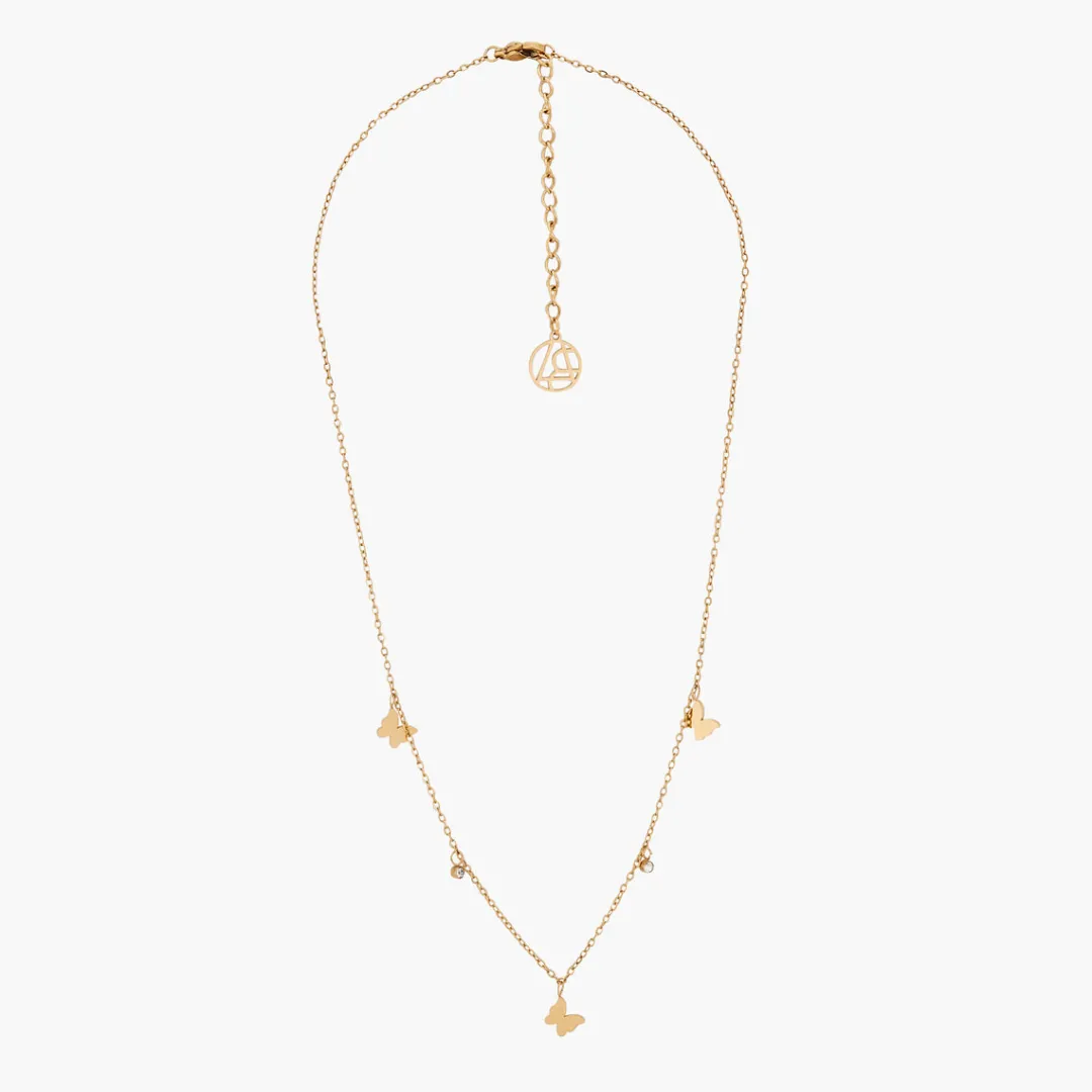 Store Collier en acier avec strass et papillon Colliers | Colliers