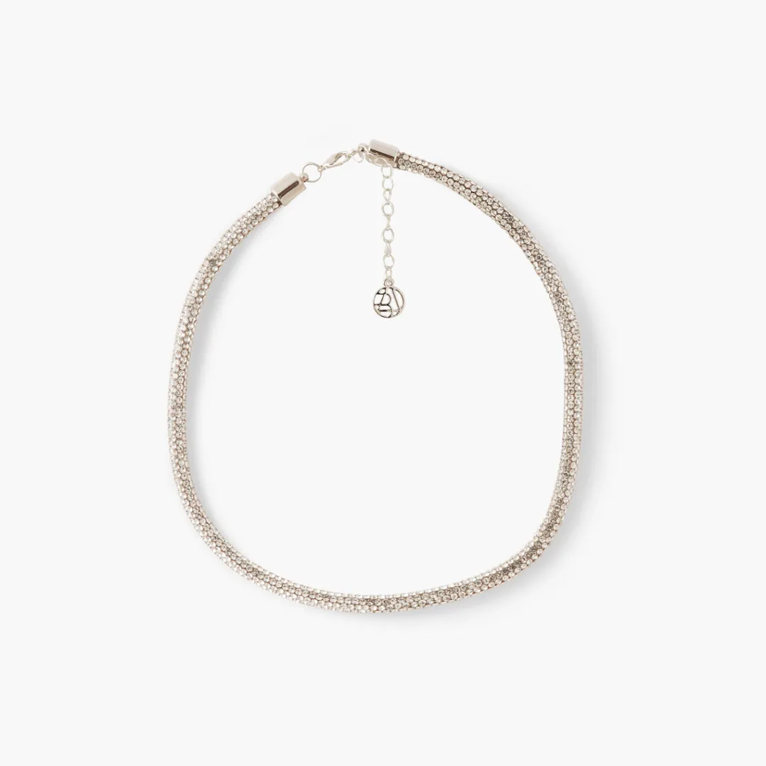 Hot Collier tube à strass argenté Colliers