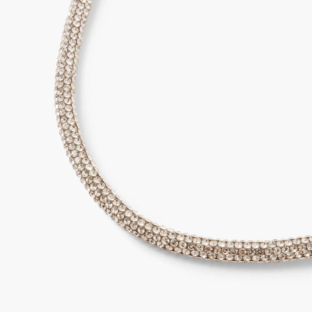 Hot Collier tube à strass argenté Colliers