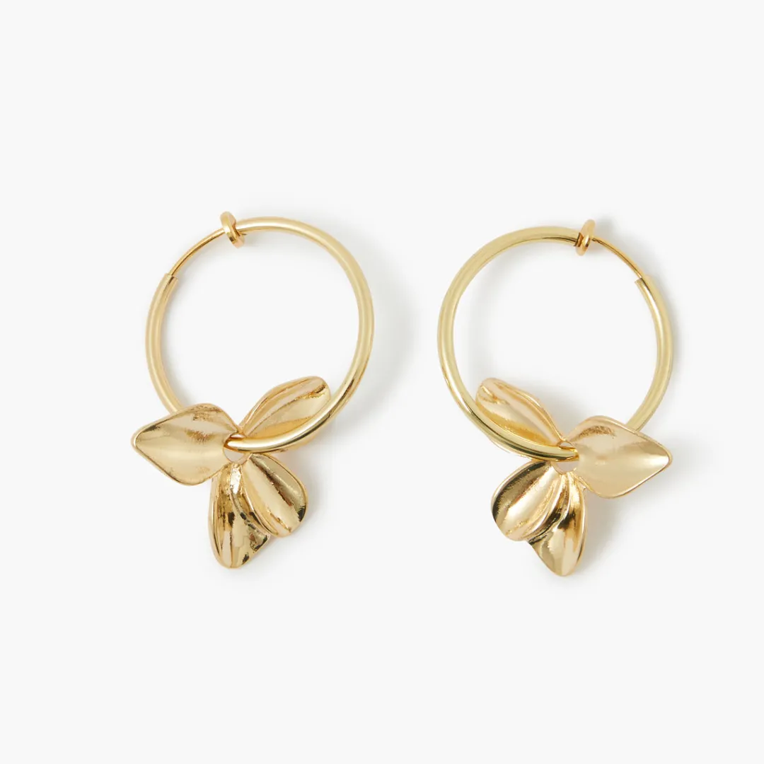 Best Créoles à piston pendentif fleur Boucles D'Oreilles