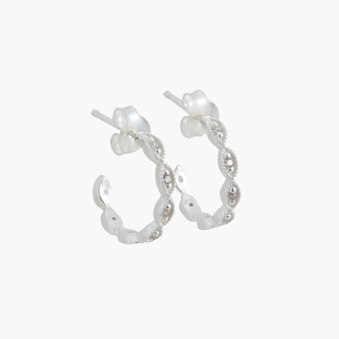 Fashion Créoles Argent Garanti et Oxydes de Zirconium Boucles D'Oreilles | Boucles D'Oreilles