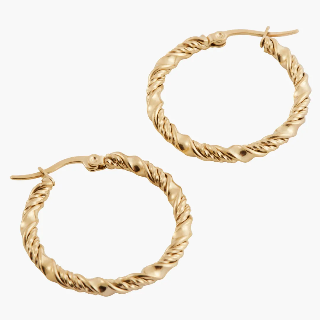 Cheap Créoles fil torsadé en acier Boucles D’Oreilles | Boucles D'Oreilles