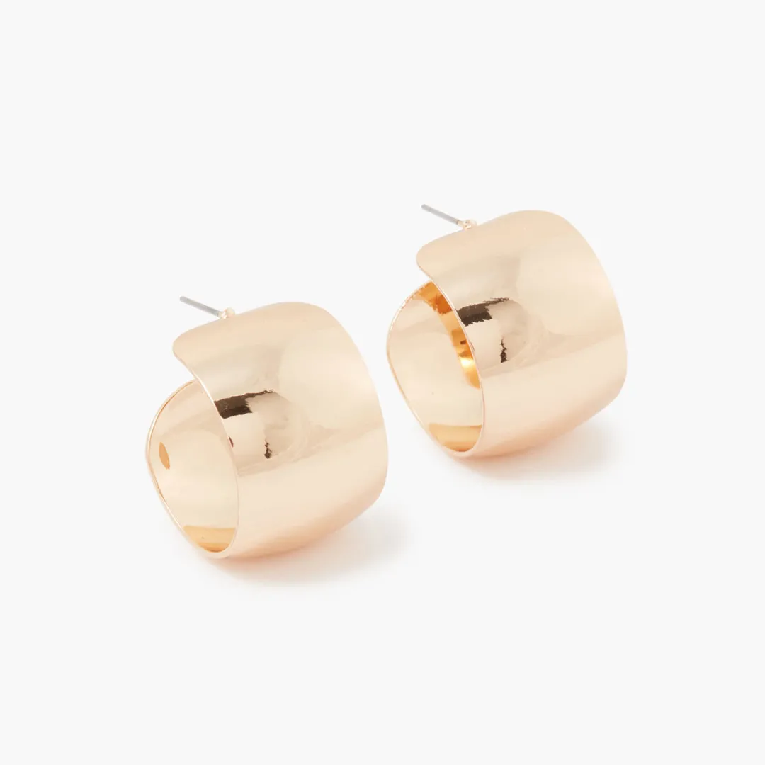 Online Créoles larges dorées Boucles D'Oreilles