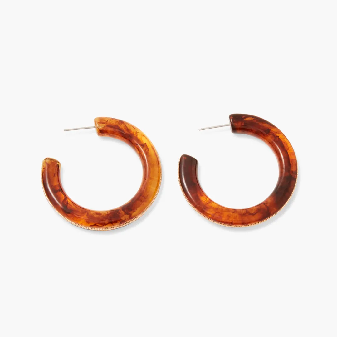 Fashion Créoles marron en résine Boucles D'Oreilles
