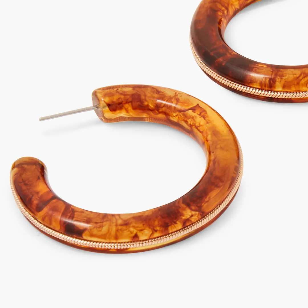 Fashion Créoles marron en résine Boucles D'Oreilles