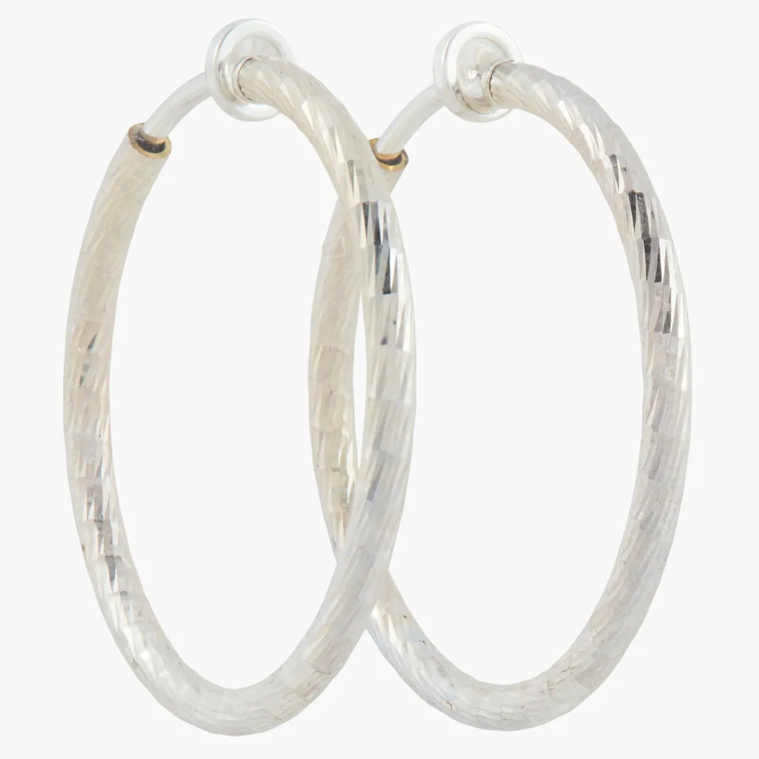 Cheap Créoles piston ciselées 40 mm Boucles D'Oreilles