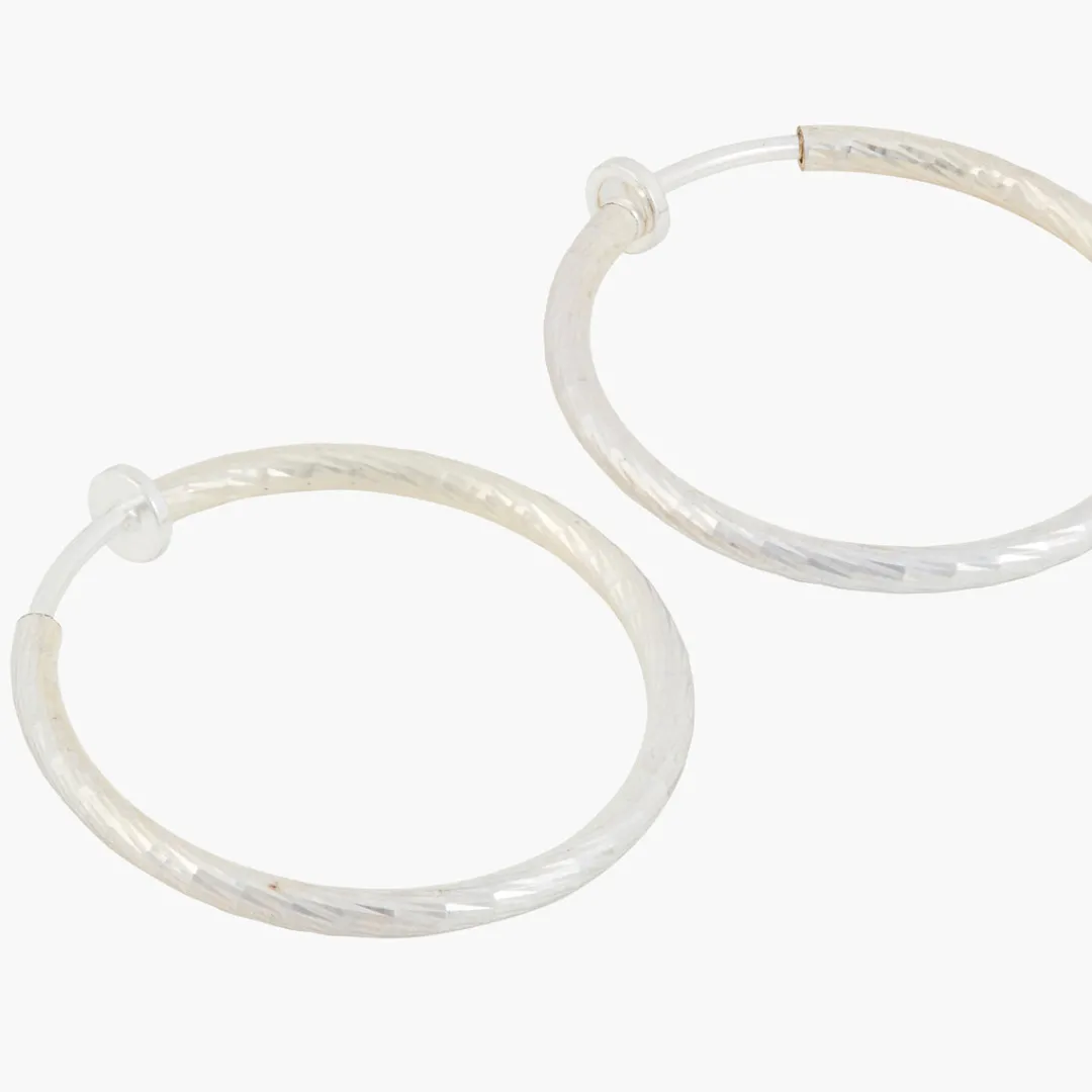 Cheap Créoles piston ciselées 40 mm Boucles D'Oreilles
