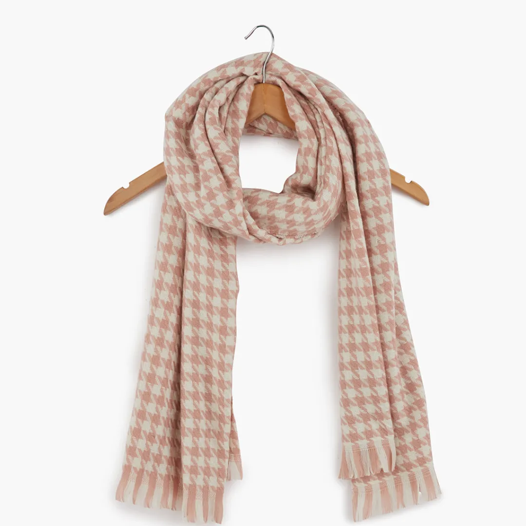 Store Echarpe imprimé pied de poule rose Écharpes Et Ponchos