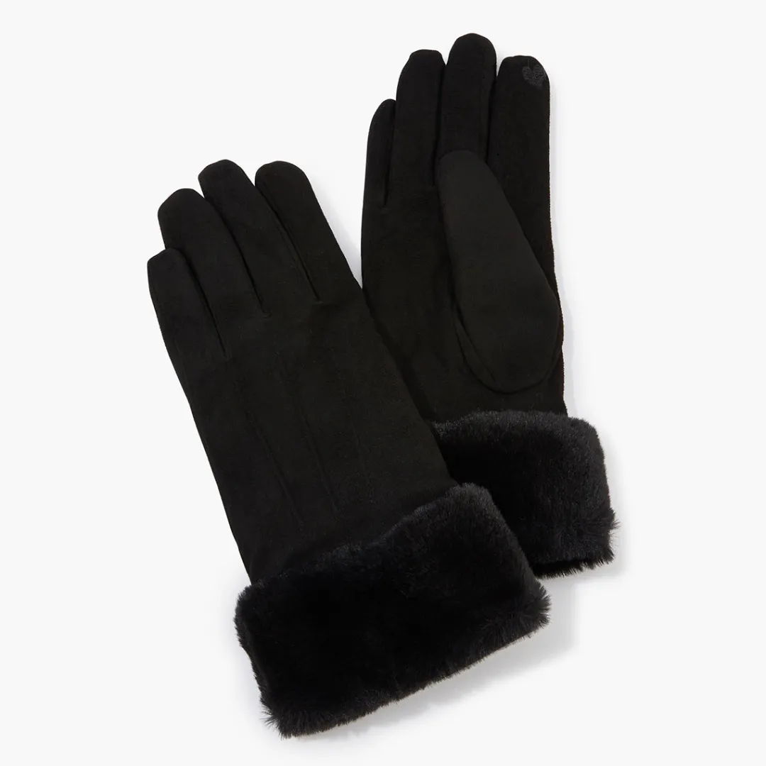 Best Sale Gants effet suédé noir Gants