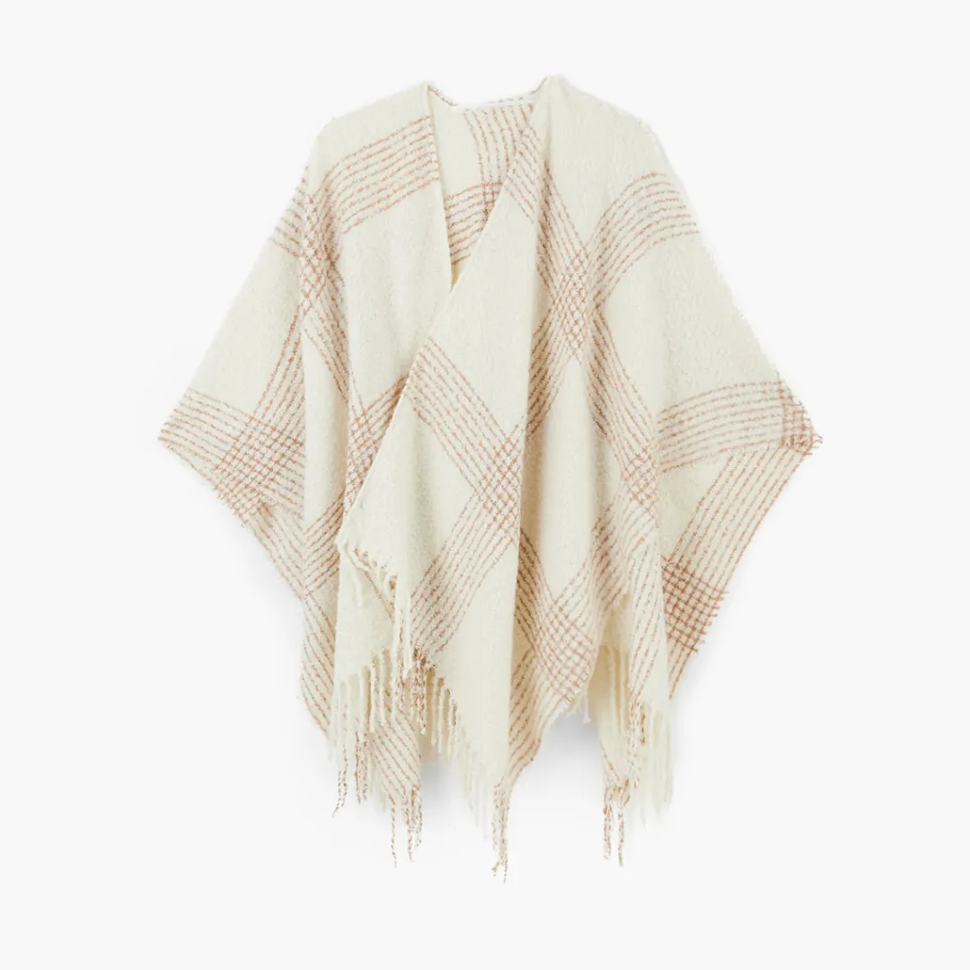 Sale Poncho à rayures beige et blanc Écharpes Et Ponchos