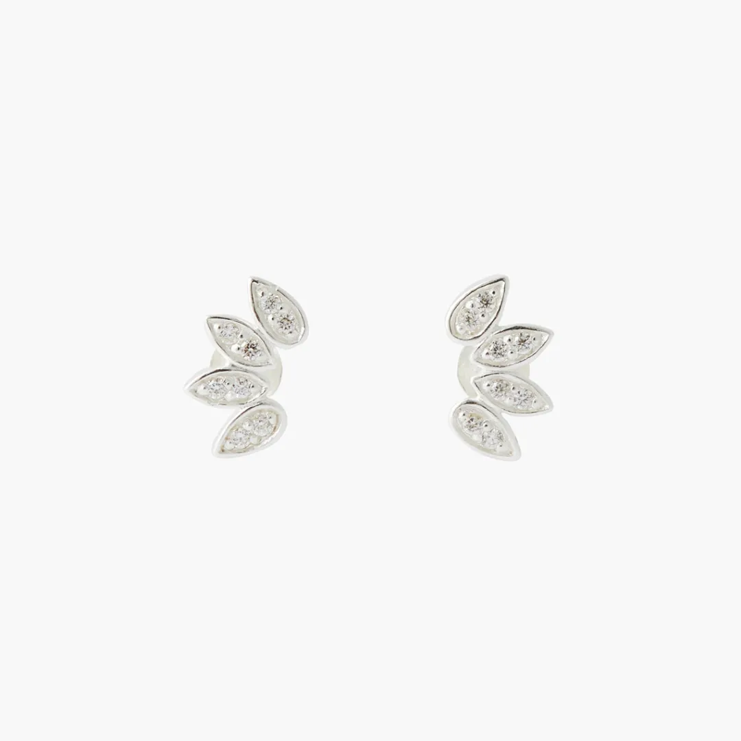 Store Puces d'oreilles pétales zirconium Argent Garanti Boucles D'Oreilles | Boucles D'Oreilles