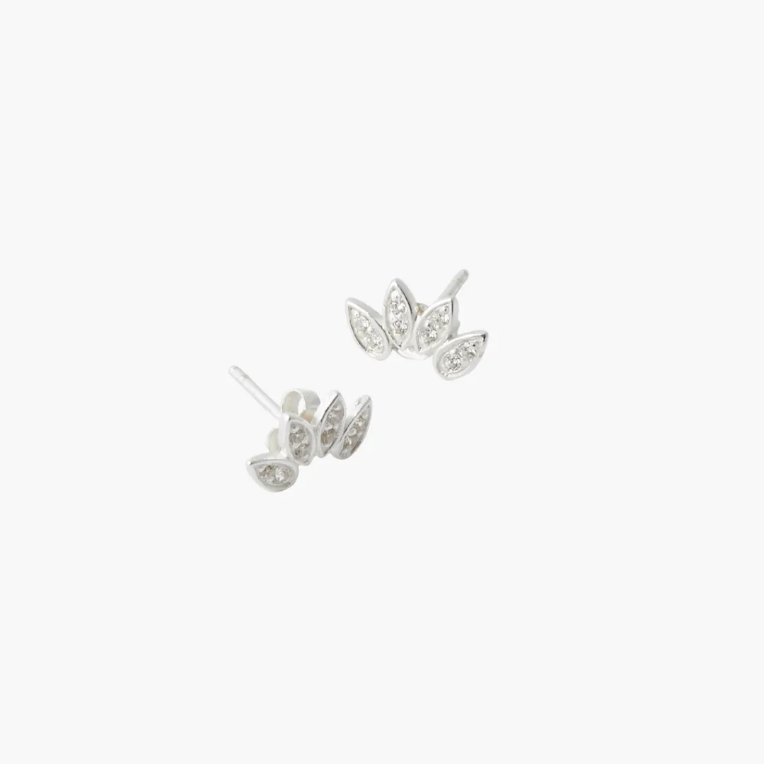 Store Puces d'oreilles pétales zirconium Argent Garanti Boucles D'Oreilles | Boucles D'Oreilles