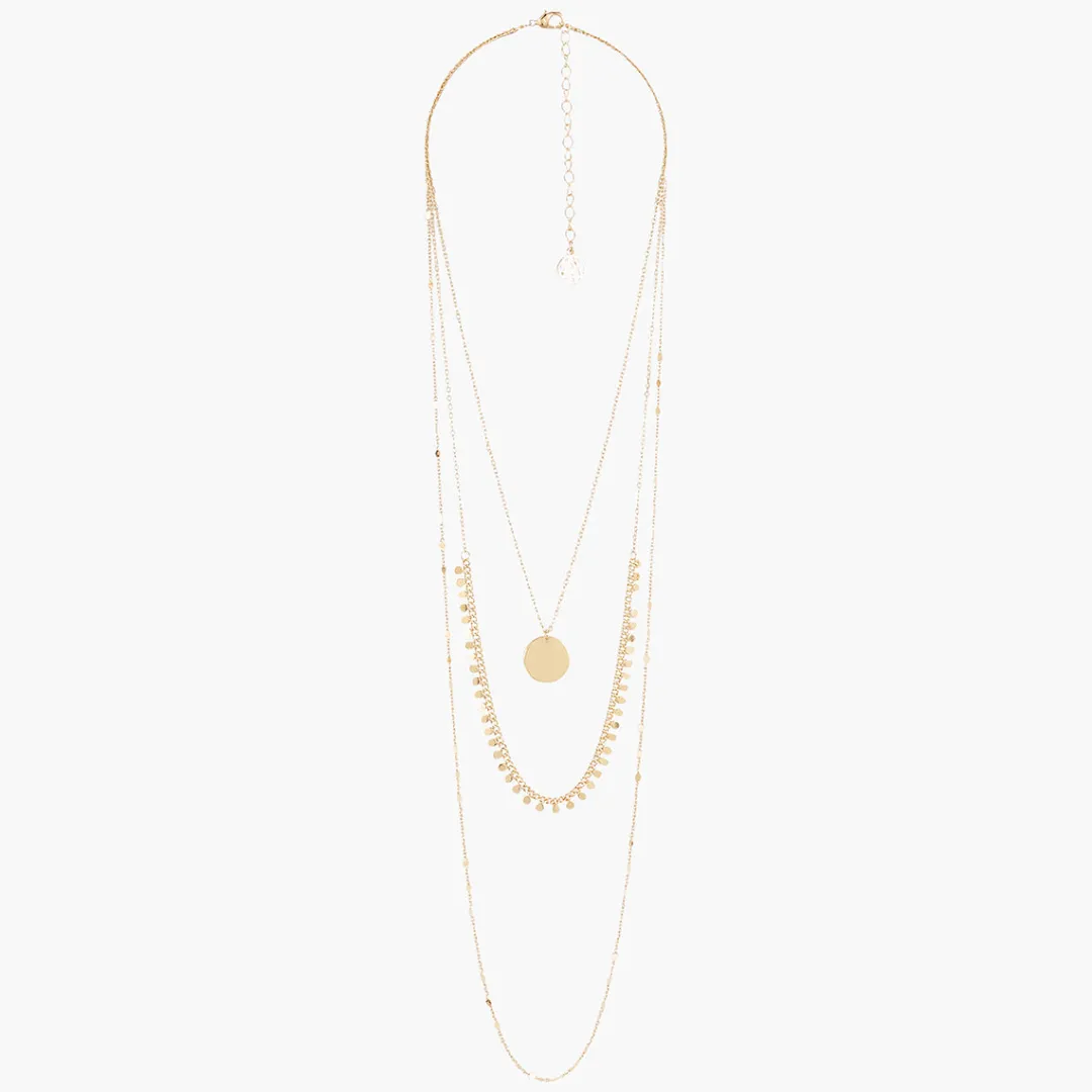 Best Sautoir 3 rangs doré avec médaille Colliers