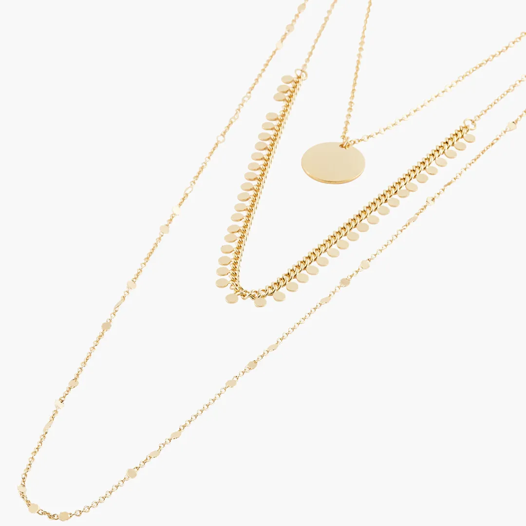 Best Sautoir 3 rangs doré avec médaille Colliers